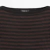 Camiseta de manga corta a rayas con cuello barco Camiseta de manga corta a rayas con cuello barco