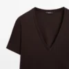 Camiseta fluida con cuello en V Camiseta fluida con cuello en V