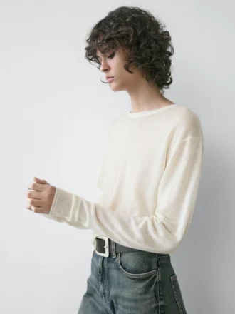 Camiseta ligera de mezcla de lana y lino