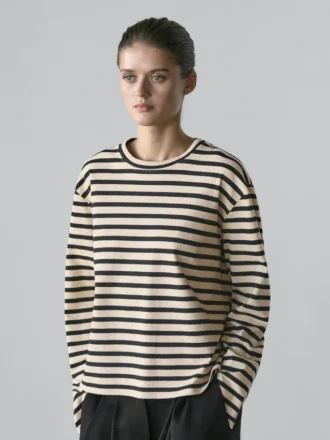 Camiseta oversize de mezcla de algodón a rayas
