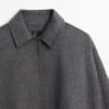Capa de mezcla de lana con cuello de camisa Capa de mezcla de lana con cuello de camisa