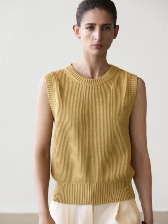 Chaleco de punto de algodón con cuello redondo Chaleco de punto de algodón con cuello redondo