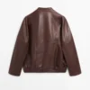 Chaqueta bomber asimétrica de piel napa
