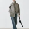 Chaqueta bomber con efecto moteado y bufanda Chaqueta bomber con efecto moteado y bufanda
