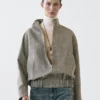 Chaqueta bomber con efecto moteado y bufanda Chaqueta bomber con efecto moteado y bufanda