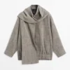 Chaqueta bomber con efecto moteado y bufanda Chaqueta bomber con efecto moteado y bufanda