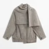 Chaqueta bomber con efecto moteado y bufanda Chaqueta bomber con efecto moteado y bufanda