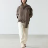 Chaqueta bomber de lino jaspeado con bufanda Chaqueta bomber de lino jaspeado con bufanda