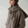 Chaqueta bomber de lino jaspeado con bufanda Chaqueta bomber de lino jaspeado con bufanda