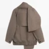 Chaqueta bomber de lino jaspeado con bufanda Chaqueta bomber de lino jaspeado con bufanda