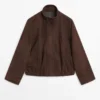 Chaqueta bomber de piel de ante