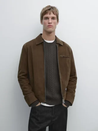 Chaqueta corta de piel de ante