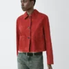 Chaqueta corta de piel de ante