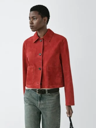 Chaqueta corta de piel de ante
