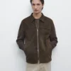 Chaqueta de algodón y cuero en contraste Chaqueta de algodón y cuero en contraste