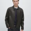 Chaqueta de cuero con efecto desgastado Chaqueta de cuero con efecto desgastado