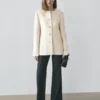 Chaqueta de mezcla de lana texturizada con botones de strass Chaqueta de mezcla de lana texturizada con botones de strass