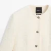 Chaqueta de mezcla de lana texturizada con botones de strass Chaqueta de mezcla de lana texturizada con botones de strass