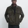 Chaqueta de piel de ante con bolsillos Chaqueta de piel de ante con bolsillos
