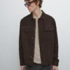 Chaqueta de piel de ante con bolsillos Chaqueta de piel de ante con bolsillos