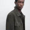Chaqueta de piel de ante con bolsillos Chaqueta de piel de ante con bolsillos