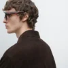 Chaqueta de piel de ante con bolsillos Chaqueta de piel de ante con bolsillos