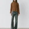 Chaqueta de piel de ante con botones Chaqueta de piel de ante con botones