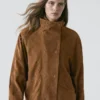 Chaqueta de piel de ante con botones Chaqueta de piel de ante con botones