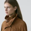 Chaqueta de piel de ante con botones Chaqueta de piel de ante con botones