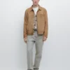 Chaqueta de piel de ante con detalle de bolsillo Chaqueta de piel de ante con detalle de bolsillo