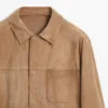 Chaqueta de piel de ante con detalle de bolsillo Chaqueta de piel de ante con detalle de bolsillo