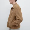 Chaqueta de piel de ante con detalle de bolsillo Chaqueta de piel de ante con detalle de bolsillo