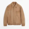 Chaqueta de piel de ante con detalle de bolsillo Chaqueta de piel de ante con detalle de bolsillo