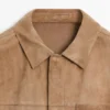Chaqueta de piel de ante con detalle de bolsillo Chaqueta de piel de ante con detalle de bolsillo