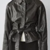 Chaqueta de piel napa con cinturón