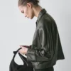 Chaqueta de piel napa con cinturón