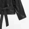 Chaqueta de piel napa con cinturón