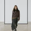 Chaqueta de piel napa con cuello de piel de cordero Chaqueta de piel napa con cuello de piel de cordero