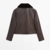 Chaqueta de piel napa con cuello de piel de cordero Chaqueta de piel napa con cuello de piel de cordero