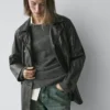 Chaqueta de piel napa con detalle de cinturón Chaqueta de piel napa con detalle de cinturón