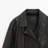 Chaqueta de piel napa con detalle de cinturón Chaqueta de piel napa con detalle de cinturón