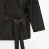 Chaqueta de piel napa con detalle de cinturón Chaqueta de piel napa con detalle de cinturón
