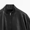 Chaqueta de piel napa con detalles en los bolsillos Chaqueta de piel napa con detalles en los bolsillos