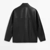 Chaqueta de piel napa con detalles en los bolsillos Chaqueta de piel napa con detalles en los bolsillos
