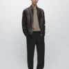 Chaqueta de piel napa con efecto desgastado Chaqueta de piel napa con efecto desgastado