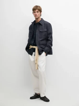 Chaqueta ligera de lino con bolsillos