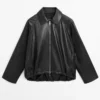 Chaqueta oversize de piel napa Chaqueta oversize de piel napa
