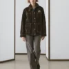 Chaqueta vaquera flocada con detalle de cuello Chaqueta vaquera flocada con detalle de cuello