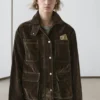 Chaqueta vaquera flocada con detalle de cuello Chaqueta vaquera flocada con detalle de cuello