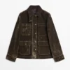 Chaqueta vaquera flocada con detalle de cuello Chaqueta vaquera flocada con detalle de cuello